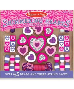 Розови дървени мъниста за нанизване Melissa & Doug