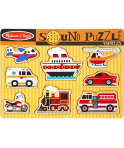 Дървен детски музикален пъзел с дръжки Превозни средства Melissa & Doug