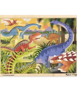 Дървен детски пъзел с динозаври в рамка Melissa & Doug