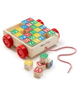 Дървена детска количка за дърпане с кубчета Melissa & Doug