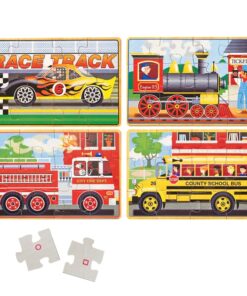 Комплект дървени пъзели за деца Превозни средства Melissa & Doug