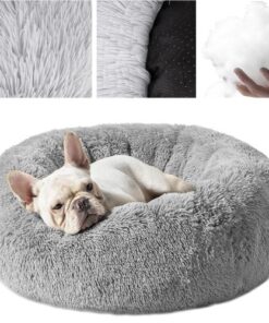 Пухкаво легло за малки кучета и котки 60 см в сиво