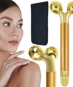 Вибрационен масажор за лице в златисто