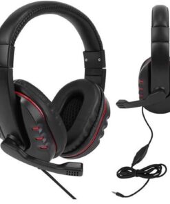 Геймърски слушалки с микрофон в черно и червено