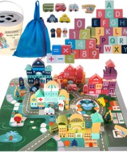 Голям дървен детски комплект с кубчета