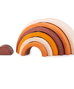 Детски дървен конструктор Дъга в естествен цвят Bigjigs