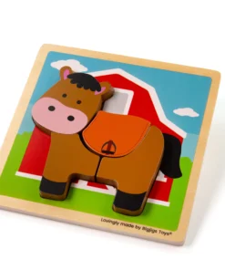Детски дървен пъзел Конче от фермата Bigjigs