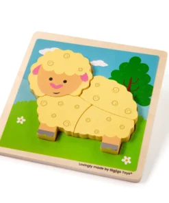 детски дървен пъзел овчица от фермата