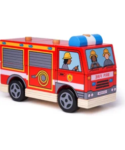 Детски дървен пъзел низанка Пожарна Bigjigs