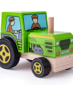 Детски дървен пъзел низанка Трактор Bigjigs