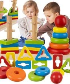 Дървен цветен сортер низанка за деца Kruzzel