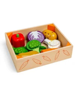 Дървена детска щайга със зеленчуци Bigjigs