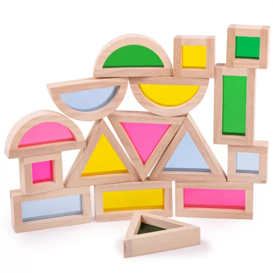 Дървени цветни сензорни кубчета за игра Bigjigs