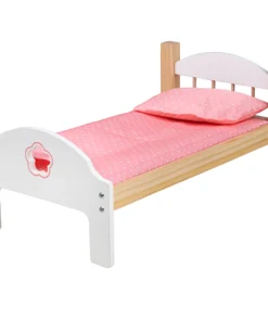 Дървено креватче за детски кукли в розово Bigjigs