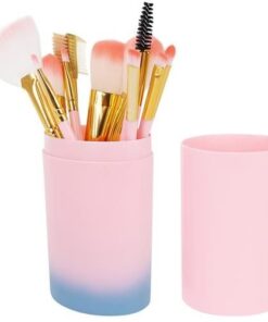 Комплект професионални четки за грим в розово 12 броя