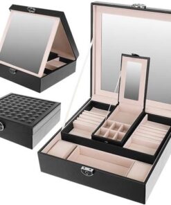 Кутия за бижута и часовници в черен цвят