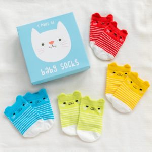 Бебешки чорапи с принт Котето Куки 4 чифта Rex London