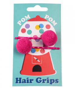 Детски фибички за коса с помпони Цикламени Rex London