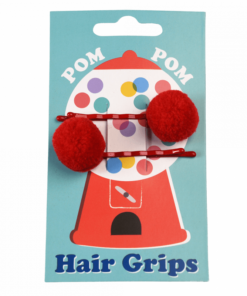Детски фибички за коса с помпони Червени Rex London