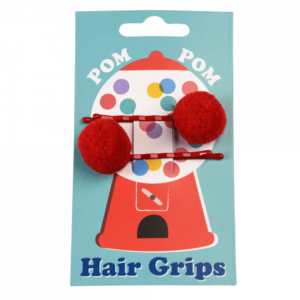 Детски фибички за коса с помпони Червени Rex London
