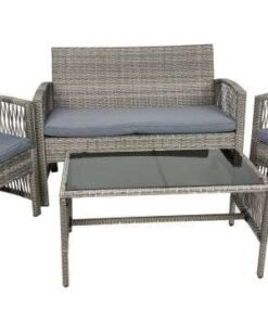 Комплект градински мебели от полиратан в сиво Malatec