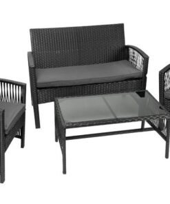 Комплект градински мебели от полиратан в черно Malatec