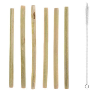 Бамбукови сламки комплект 6 бр за многократна употреба