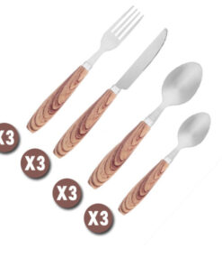 Комплект прибори за хранене 12 части модел Дърво
