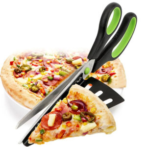Ножица за пица с вградена шпатула 2в1