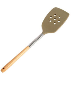 Силиконова шпатула с дупки и дървена дръжка