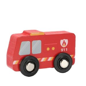 дървена количка за деца пожарна кола