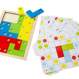 Дървена логическа игра с цветни фигури Acool Toy
