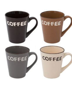 Комплект керамични чаши за кафе с надпис COFFEE