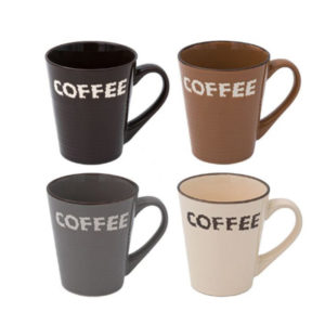 Комплект керамични чаши за кафе с надпис COFFEE