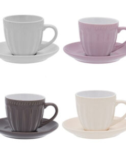 Комплект релефни чаши за кафе с чинийки 4 броя