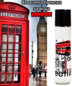 Стъклени бутилки за вода 750 мл Лондон принт