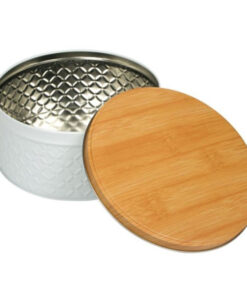 Метална кутия за бисквити с дървен капак