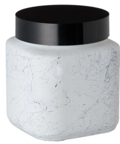 Стъклен буркан за храна цвят бял мрамор