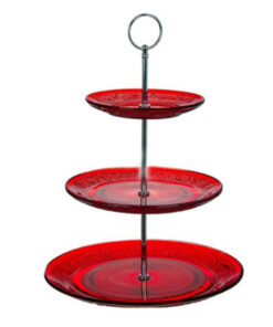 Стъклен поднос за сладки на етажи с 3 нива