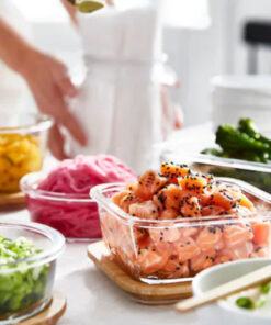 Стъклена кутия за съхранение на храна с дървен капак 370ml