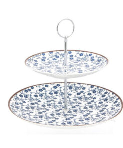 Стъклена поставка за сладки на етажи с две нива