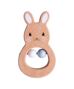 Бебешка дървена дрънкалка Зайче Bigjigs
