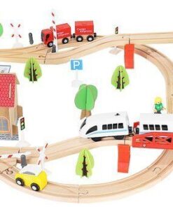 Дървено влакче с релси 89 части Kruzzel