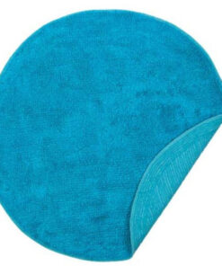 Кръгло килимче за пред баня в син цвят