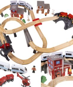 Дървена писта с влакче и аксесоари Kruzzel 22754