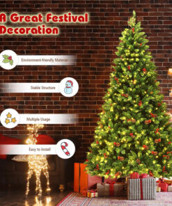 Коледна елха с глог и шишарки 120-150-180-210 см