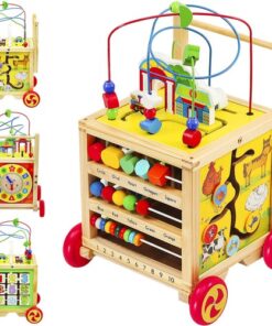 Дървена детска проходилка Образователен куб Kruzzel