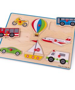 Дървен пъзел за деца Транспорт Bigjigs