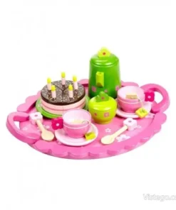 Дървен чаен сервиз за игра за малчугани