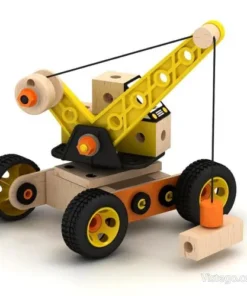 Дървен конструктор с болтчета и гайки – кран